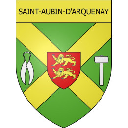 Pegatinas escudo de armas de Saint-Aubin-d'Arquenay adhesivo de la etiqueta engomada