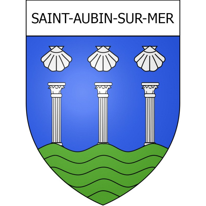 Pegatinas escudo de armas de Saint-Aubin-sur-Mer adhesivo de la etiqueta engomada