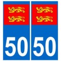 50 normandie autocollant plaque