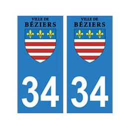 34 Béziers logo autocollant plaque immatriculation ville