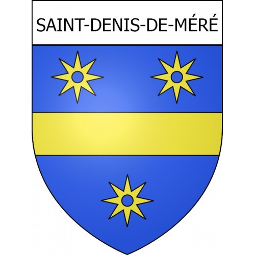 Pegatinas escudo de armas de Saint-Denis-de-Méré adhesivo de la etiqueta engomada