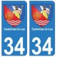 34 Castelnau-le-Lez blason autocollant plaque immatriculation ville