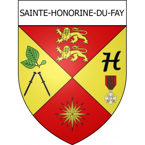 Pegatinas escudo de armas de Sainte-Honorine-du-Fay adhesivo de la etiqueta engomada