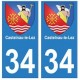 34 Castelnau-le-Lez blason autocollant plaque immatriculation ville