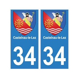 34 Castelnau-le-Lez blason autocollant plaque immatriculation ville