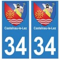 34 Castelnau-le-Lez coat of arms sticker plate registration city