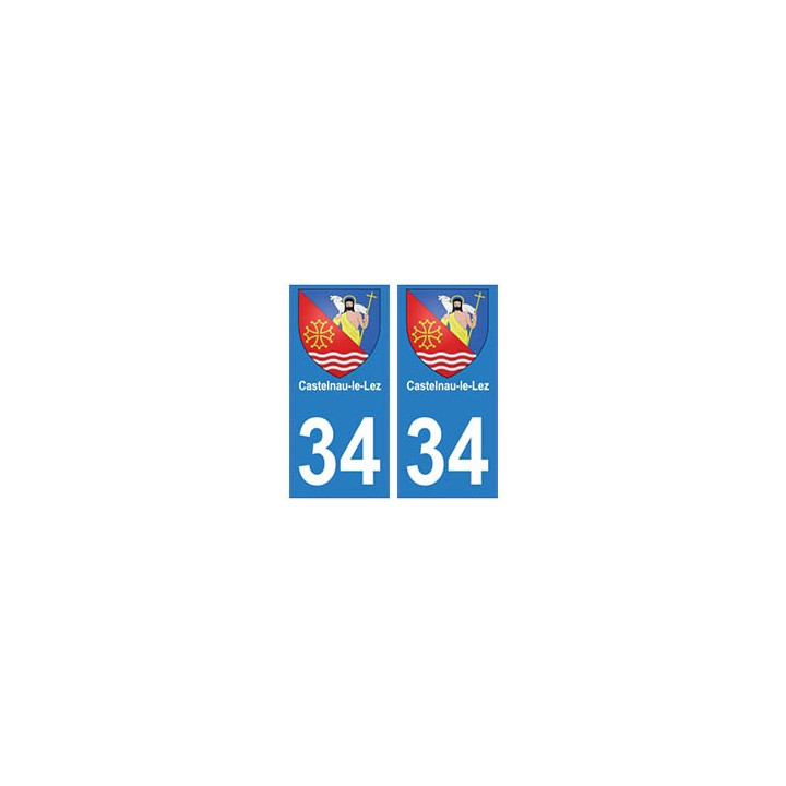 34 Castelnau-le-Lez blason autocollant plaque immatriculation ville
