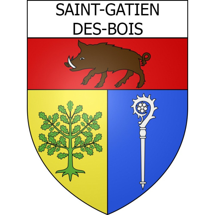 Pegatinas escudo de armas de Saint-Gatien-des-Bois adhesivo de la etiqueta engomada