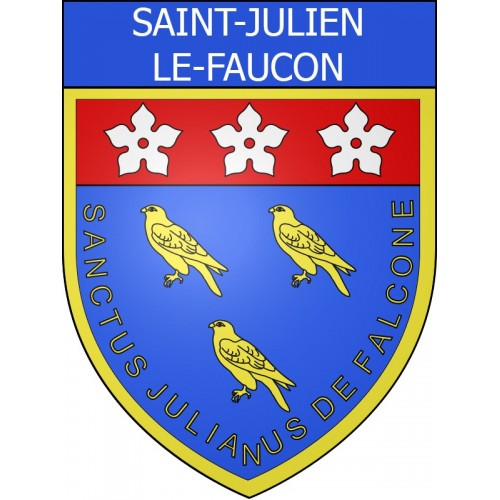 Pegatinas escudo de armas de Saint-Julien-le-Faucon adhesivo de la etiqueta engomada