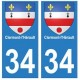 34 Clérmont-l'Hérault blason autocollant plaque immatriculation ville