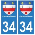 34 Clérmont-l'Hérault blason autocollant plaque immatriculation ville