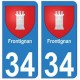 34 Frontignan blason autocollant plaque immatriculation ville