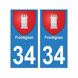 34 Frontignan blason autocollant plaque immatriculation ville
