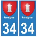 34 Frontignan blason autocollant plaque immatriculation ville