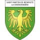 Pegatinas escudo de armas de Saint-Martin-de-Bienfaite-la-Cressonnière adhesivo de la etiqueta engomada