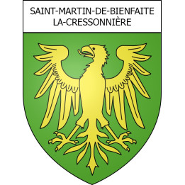 Pegatinas escudo de armas de Saint-Martin-de-Bienfaite-la-Cressonnière adhesivo de la etiqueta engomada