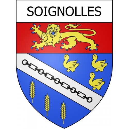 Pegatinas escudo de armas de Soignolles adhesivo de la etiqueta engomada