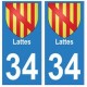 34 Lattes blason autocollant plaque immatriculation ville