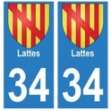 34 Lattes blason autocollant plaque immatriculation ville