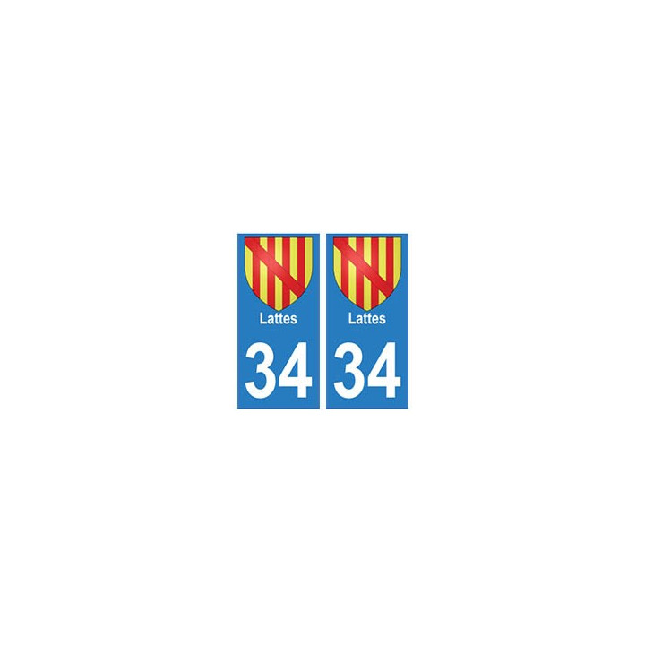 34 Lattes blason autocollant plaque immatriculation ville