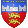 Pegatinas escudo de armas de Tour-en-Bessin adhesivo de la etiqueta engomada