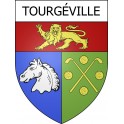 Pegatinas escudo de armas de Tourgéville adhesivo de la etiqueta engomada