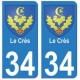 34 Le Crès blason autocollant plaque immatriculation ville