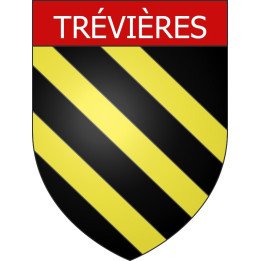 Pegatinas escudo de armas de Trévières adhesivo de la etiqueta engomada