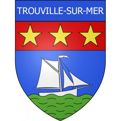 Pegatinas escudo de armas de Trouville-sur-Mer adhesivo de la etiqueta engomada