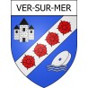 Pegatinas escudo de armas de Ver-sur-Mer adhesivo de la etiqueta engomada