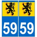 59 Flandres autocollant plaque
