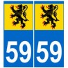 59 Flandres autocollant plaque