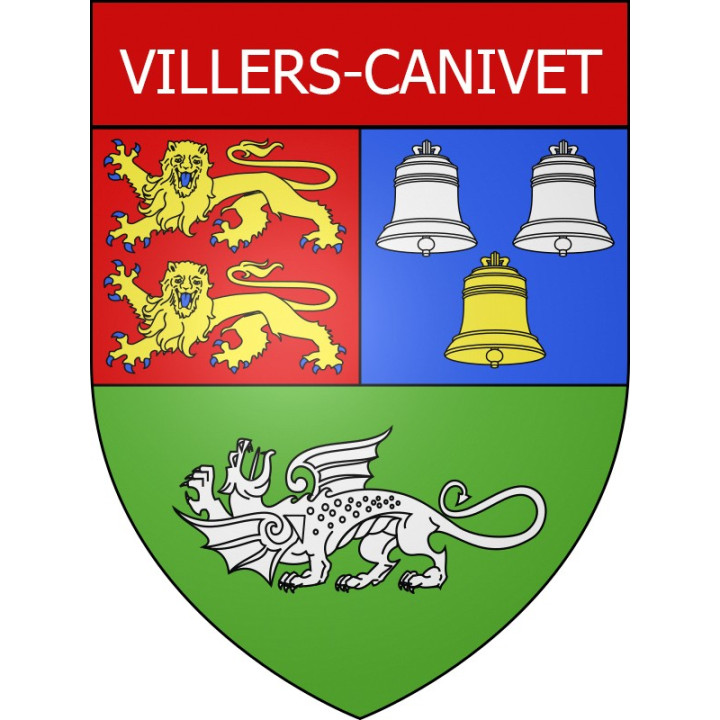 Pegatinas escudo de armas de Villers-Canivet adhesivo de la etiqueta engomada