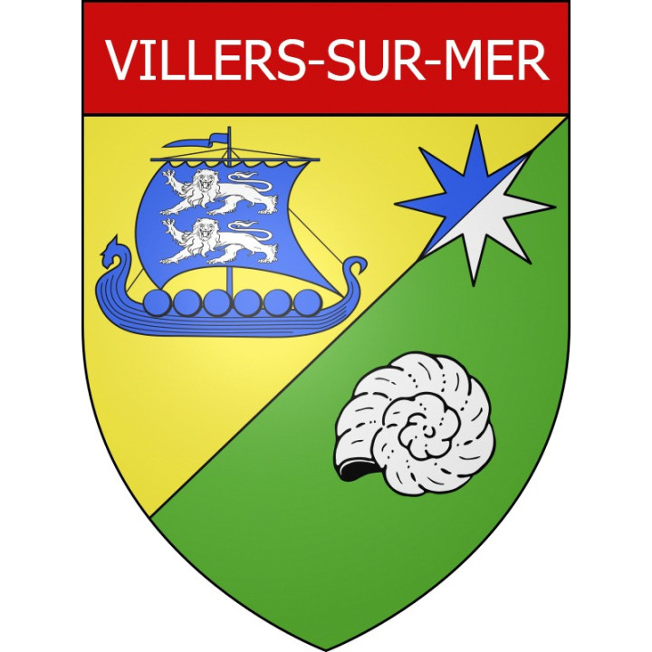 Pegatinas escudo de armas de Villers-sur-Mer adhesivo de la etiqueta engomada