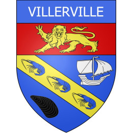Pegatinas escudo de armas de Villerville adhesivo de la etiqueta engomada