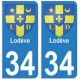 34 Lodève blason autocollant plaque immatriculation ville