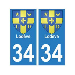 34 Lodève blason autocollant plaque immatriculation ville