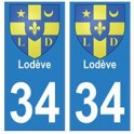 34 Lodève blason autocollant plaque immatriculation ville