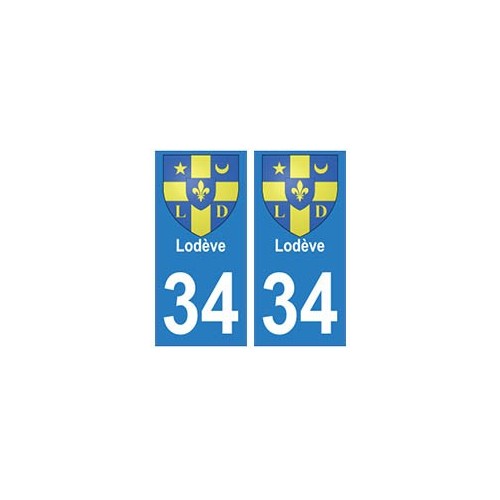 34 Lodève blason autocollant plaque immatriculation ville