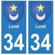 34 Lunel coat of arms sticker plate registration city
