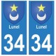 34 Lunel blason autocollant plaque immatriculation ville