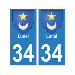 34 Lunel blason autocollant plaque immatriculation ville