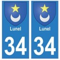 34 Lunel blason autocollant plaque immatriculation ville