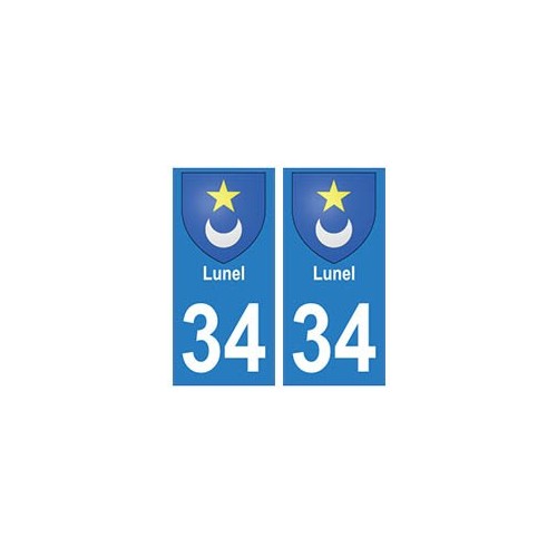 34 Lunel blason autocollant plaque immatriculation ville