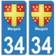 34 Mauguio blason autocollant plaque immatriculation ville