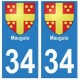 34 Mauguio blason autocollant plaque immatriculation ville