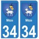 34 Mèze blason autocollant plaque immatriculation ville