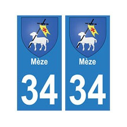 34 Mèze blason autocollant plaque immatriculation ville