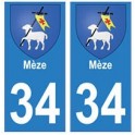 34 Mèze blason autocollant plaque immatriculation ville