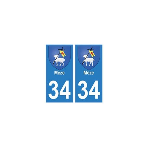 34 Mèze blason autocollant plaque immatriculation ville